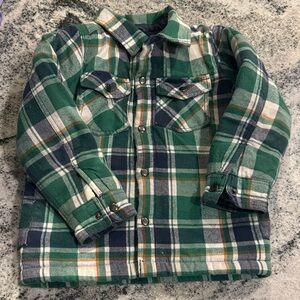 Plaid Button-Down Kids Shirt in Green and Blue